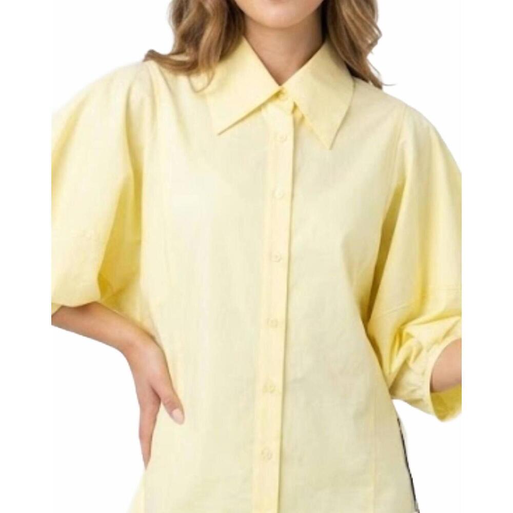 NEW PINCH balloon short sleeve blouse in pale yellow